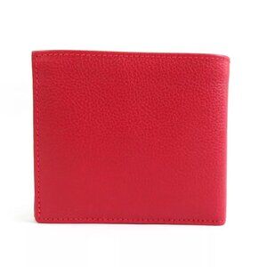 Auth IL BISONTE Bifold Wallet Red Leather -